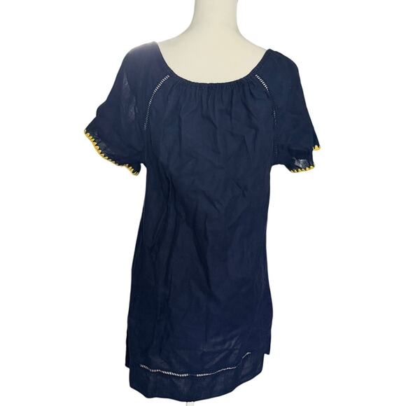 J. Crew Navy Blue Linen Cotton Blend Dress Coverup Size Small - Picture 2 of 5